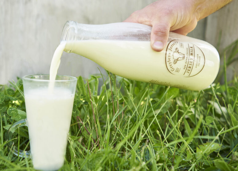 Pouring farm fresh milk