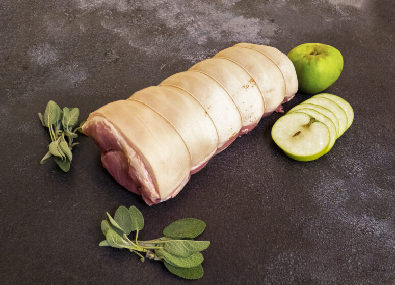 A rolled pork loin